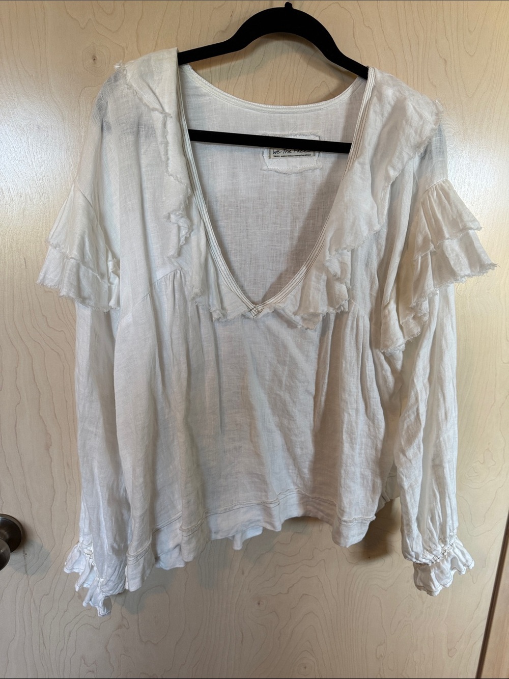 Free People Linen Ruffle Blouse
